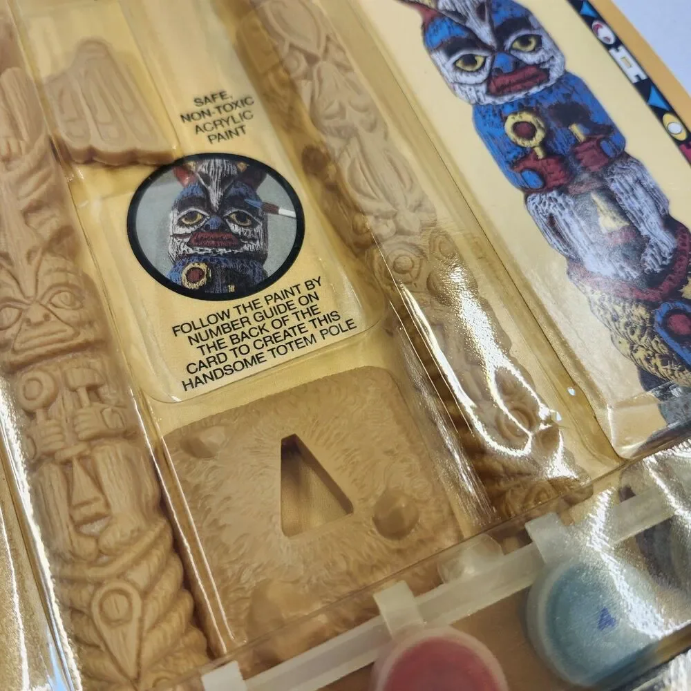 Craft House Totem Pole Indian Carvings Paint by Number Set NOS NEW Vintage 1991